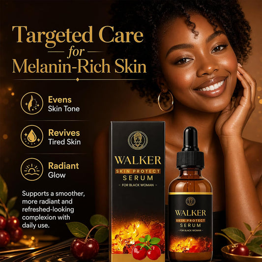 Walker Skin Protect Serum For Black Women, Supports A More Even-Looking Skin Tone, Collagen Serum for Face With Black Castor Oil, Fills Wrinkles & Fine Lines for All Skin Types - 60ML