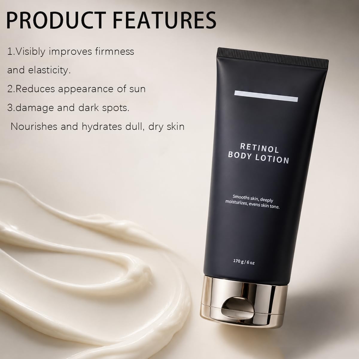 Retinol Body Lotion, Firming Body Cream for Crepey Skin, Moisturizing Anti-Aging Lotion for Neck, Arms, Legs & Full Body Skin Care, 170g