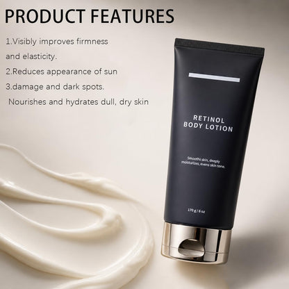 Retinol Body Lotion, Firming Body Cream for Crepey Skin, Moisturizing Anti-Aging Lotion for Neck, Arms, Legs & Full Body Skin Care, 170g