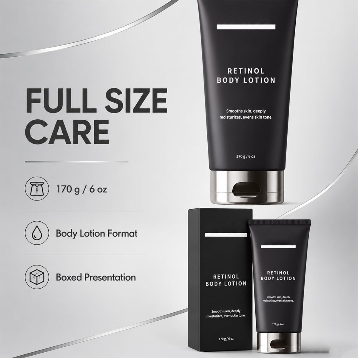 Retinol Body Lotion, Firming Body Cream for Crepey Skin, Moisturizing Anti-Aging Lotion for Neck, Arms, Legs & Full Body Skin Care, 170g