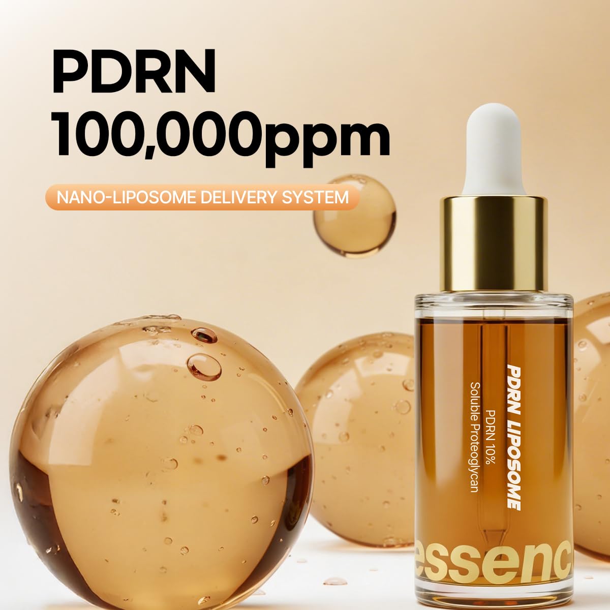 Essenciel PDRN Serum, 100,000 PPM 10% PDRN Salmon DNA Nano Liposome Korean Facial Ampoule, Lightweight Hydrating Essence for Plump, Dewy-Looking Skin, All Skin Types, 1.01 Fl Oz (30ml)