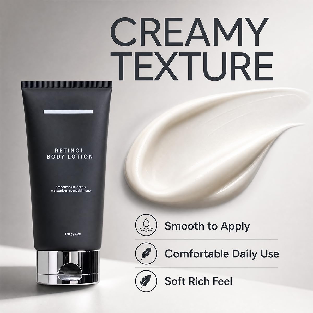 Retinol Body Lotion, Firming Body Cream for Crepey Skin, Moisturizing Anti-Aging Lotion for Neck, Arms, Legs & Full Body Skin Care, 170g