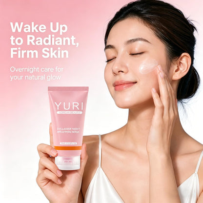YURI Collagen Mask, Collagen Night Wrapping Peel-Off Mask, Hydrating & Firming Overnight Face Mask, Easy Peel Skincare for Smooth & Glowing Skin, Ideal Gift for Women & Teens, 2.54 Fl Oz