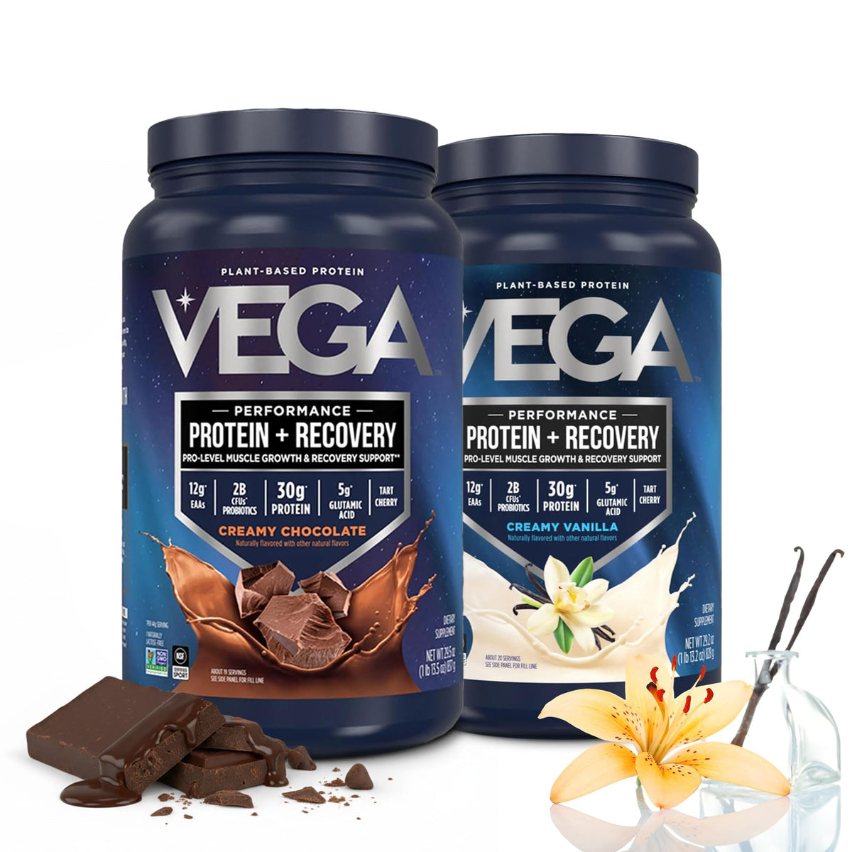 Vega Protein + Recovery, Mocha – 30g Vegan Protein, Dairy & Gluten Free, Probiotics, NSF Certified, 67.2 oz (45 Servings)