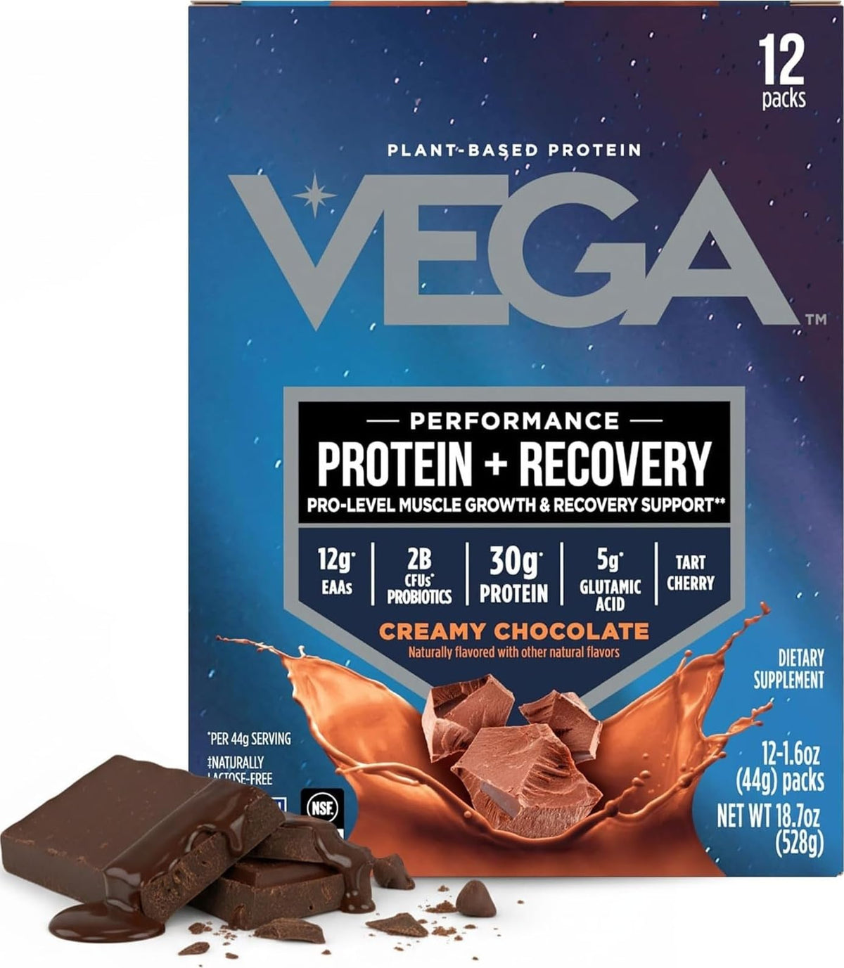 Vega Protein + Recovery, Mocha – 30g Vegan Protein, Dairy & Gluten Free, Probiotics, NSF Certified, 67.2 oz (45 Servings)