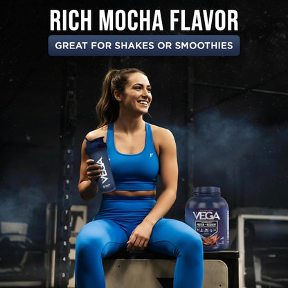 Vega Protein + Recovery, Mocha – 30g Vegan Protein, Dairy & Gluten Free, Probiotics, NSF Certified, 67.2 oz (45 Servings)