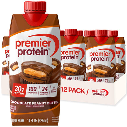 Premier Protein 30g High Protein Shake, Chocolate Peanut Butter, 12 Pack