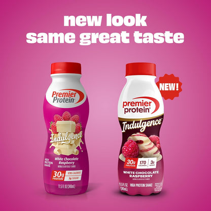 Premier Protein INDULGENCE 30g Shake, White Chocolate Raspberry, 12 Pack