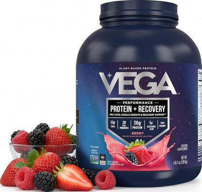 Vega Protein + Recovery, Mocha – 30g Vegan Protein, Dairy & Gluten Free, Probiotics, NSF Certified, 67.2 oz (45 Servings)