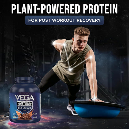 Vega Protein + Recovery, Mocha – 30g Vegan Protein, Dairy & Gluten Free, Probiotics, NSF Certified, 67.2 oz (45 Servings)