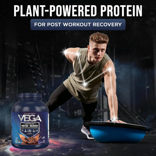 Vega Protein + Recovery, Mocha – 30g Vegan Protein, Dairy & Gluten Free, Probiotics, NSF Certified, 67.2 oz (45 Servings)