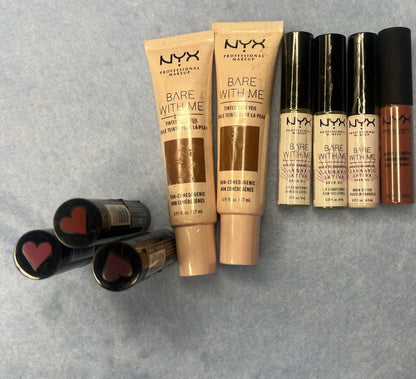 NYX Bundle Lot of 9 Tinted Skin Vale, Lip Stick Cream &amp; Conditioner, Brow Setter